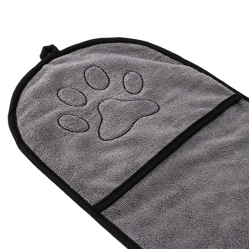 Dog Bath Towel with Tail-Wagging Pockets!